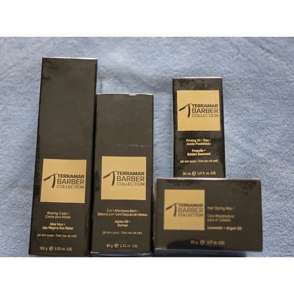 Terramar Barber Collection Shaving Kit - Priming Oil, Cream, Balm, Styling Wax